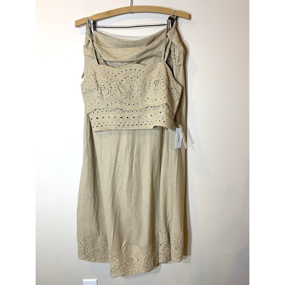 NEW Jason Wu Skirt & Bra Top Set Size 6 Tan‎ Linen Boho Lace Eyelet MSRP $425